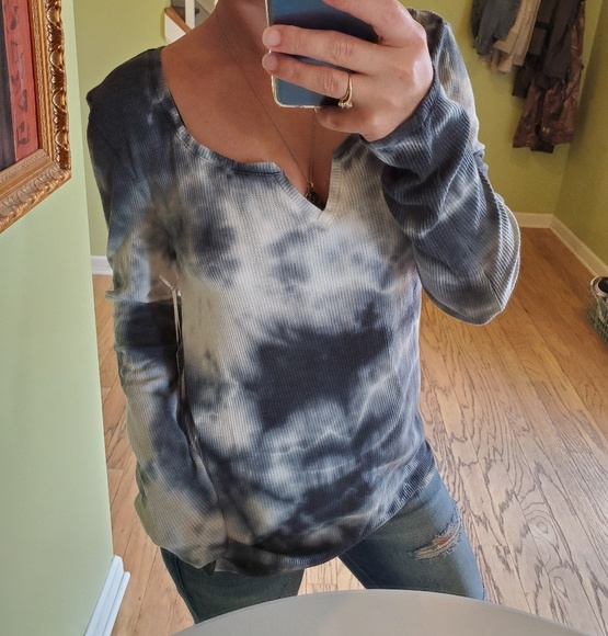 Kaisely Tops - Kaisely Tie Dye Waffle Top